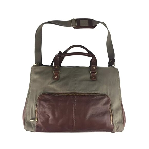 Liz‎ Claiborne Unisex Adults Beige Brown Leather Double Handles Shoulder Bag - Picture 1 of 10
